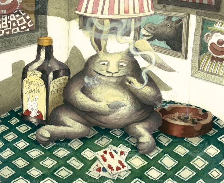 Smoking, drinking and gambling rabbit