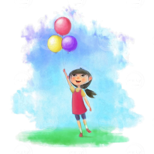 Little girl with balloons