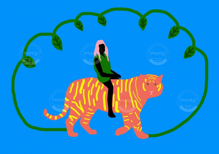 Tiger rides in the jungle