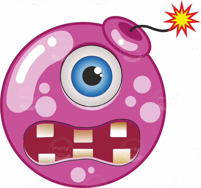 Cartoon magenta bomb