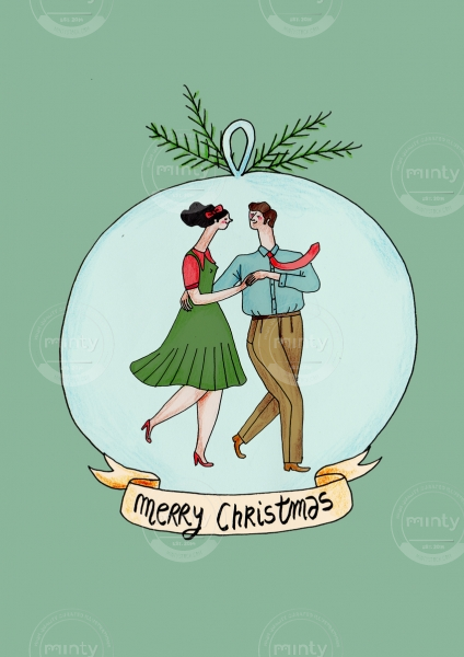 Dancing couple in a Christmas ball