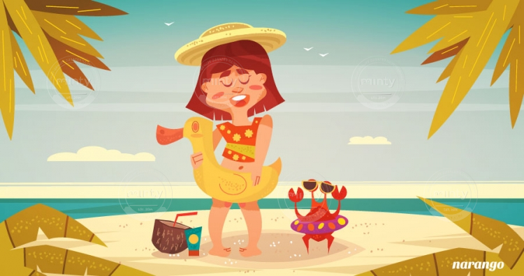 Summer friends girl with a crab