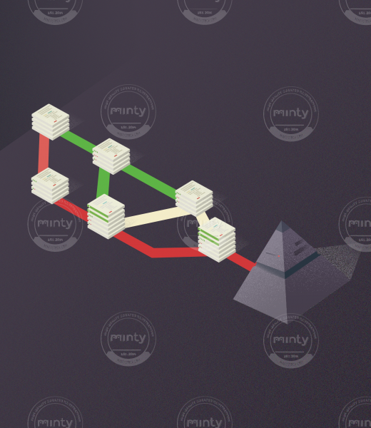 Virtual pyramid with connected libraries