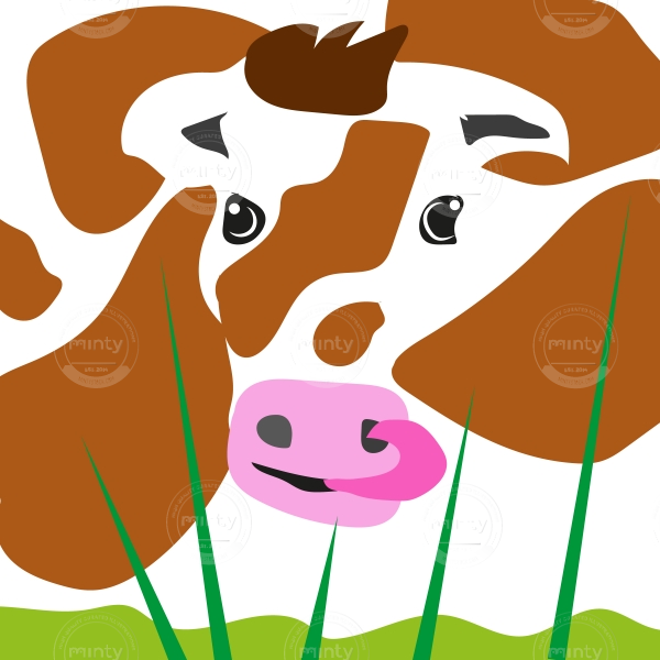 Funny cow standing at the grass