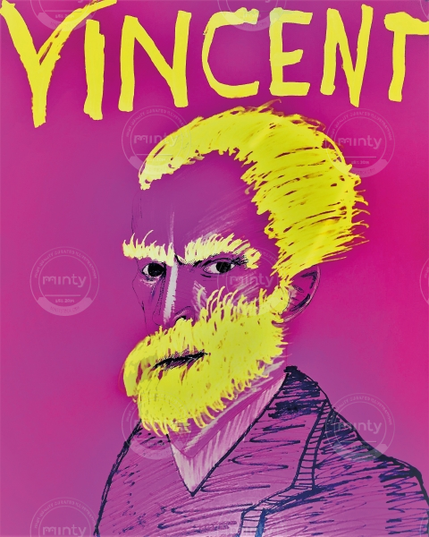 Pink and yellow portrait of Vincent Van Gogh