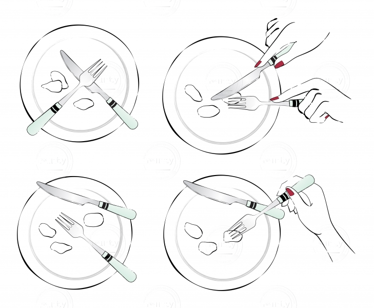 Set of conceptual icons on eating etiquette