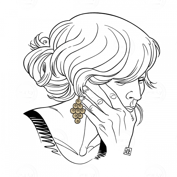 Thoughtful woman with gold earrings