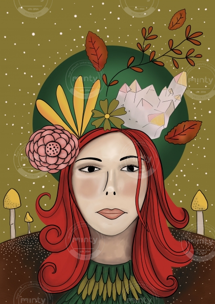 Woman wearing a flower and crystal headdress