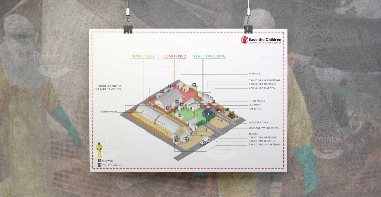 Save the Children rescue centre isometric map