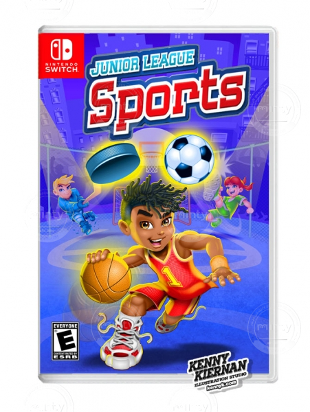 Junior League Sports african american boy basketball player video game box packaging illustration