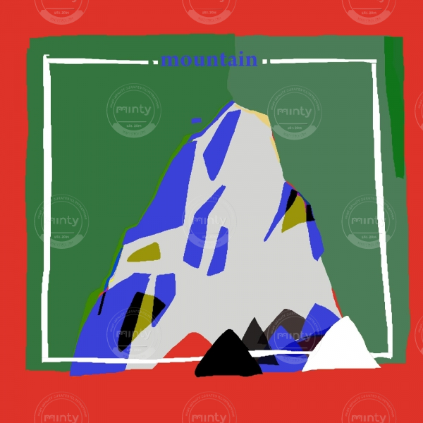 A mountain top on red background.