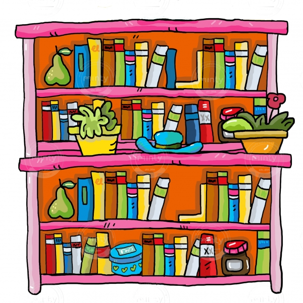 Bookshelf with colourful books 