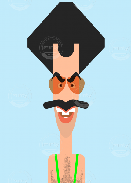 Portrait of Borat played by actor Sacha Baron Cohen