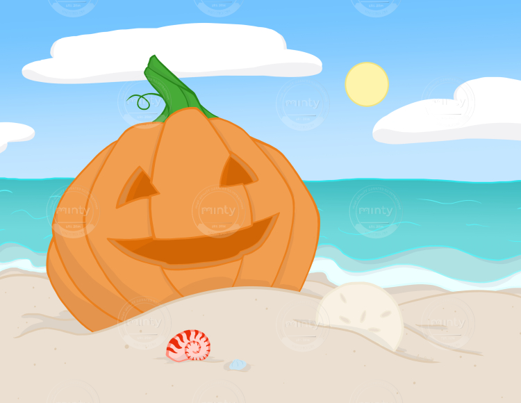 CR pumpkin on beach