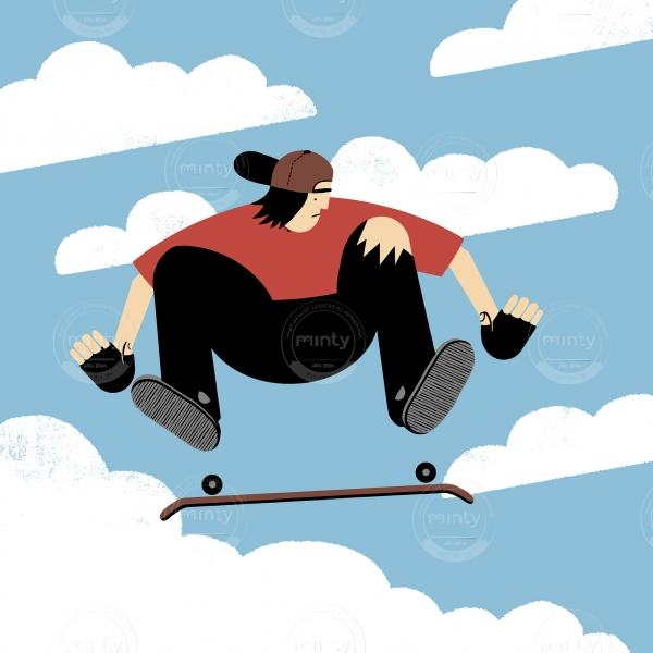 Skater jumping  in the sky