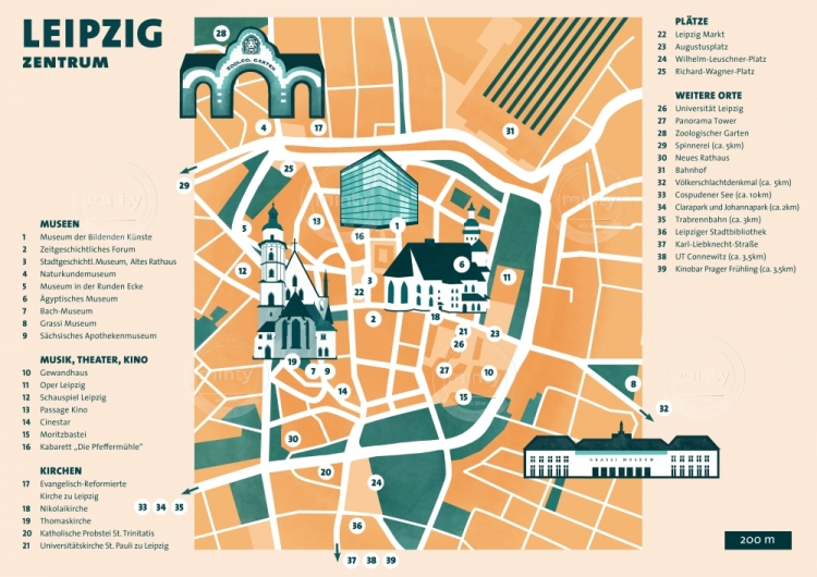 Illustrated map of Leipzig