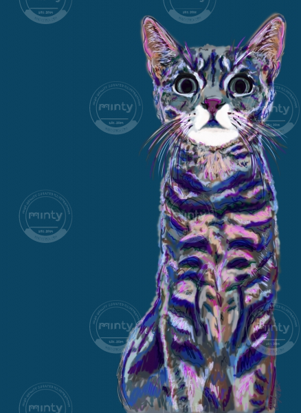 Digital painting of a striped cat.