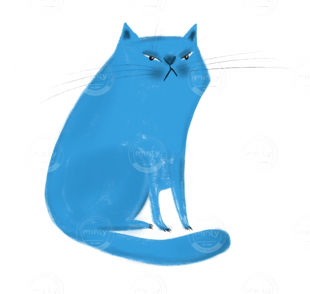 frowning blue cat