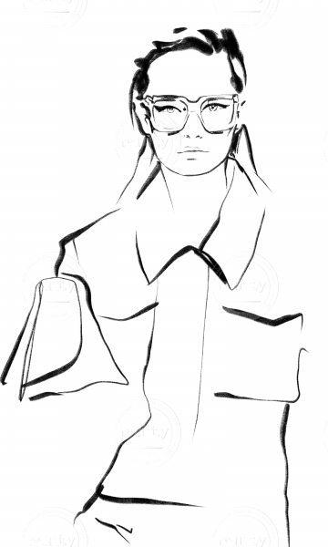 Fasion Draft of Girl in a Coat with Glasses