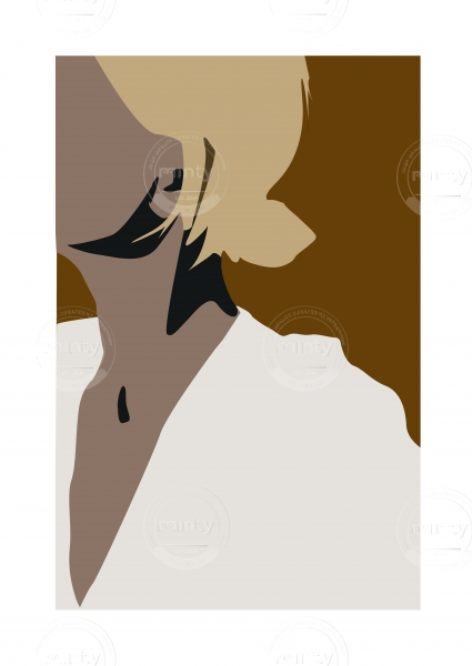 Girl Chin of a Woman in White Flat Illustration