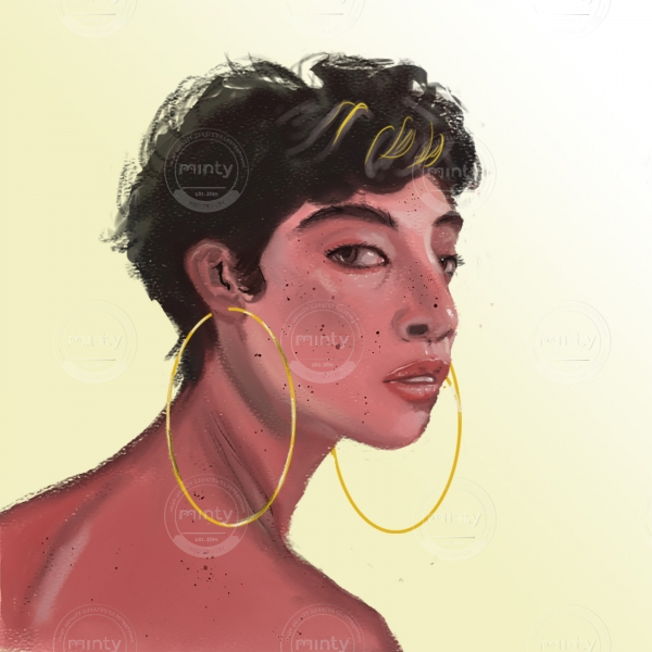 The Girl With Golden Hoop Yellow Background_1700x1700