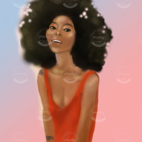 Woman With The Afro Blue_Pink Background