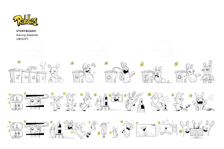 Ubisoft Raving Rabbids film storyboard