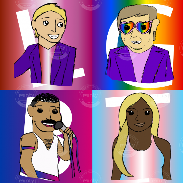 Ellen DeGeneres, Elton John, Freddie Mercury, and Laverne Cox