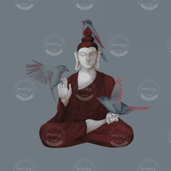 sitting buddha with birds 2