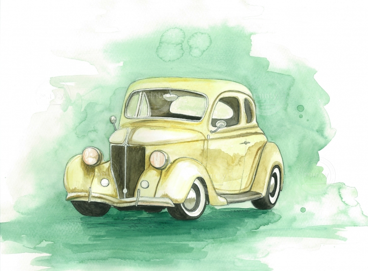 Ford DeLuxe, watercolour, A3, 2017