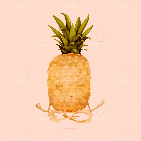 very zen pineapple doing yoga