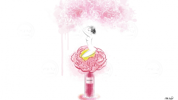 Holy Peony Fragrance by Dior. Beauty Illustration