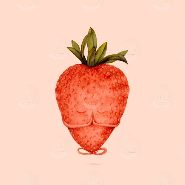 very zen strawberry doing yoga