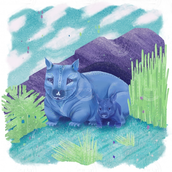 Wombat with joey - endangered species series