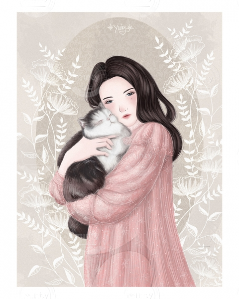 she and her cat-border