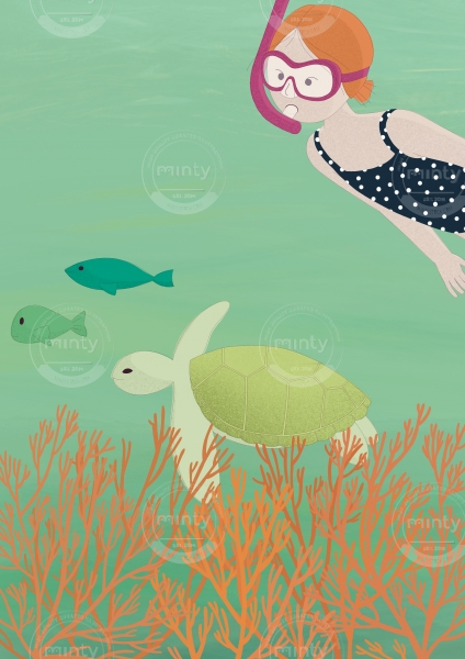 Girl diving underwater
