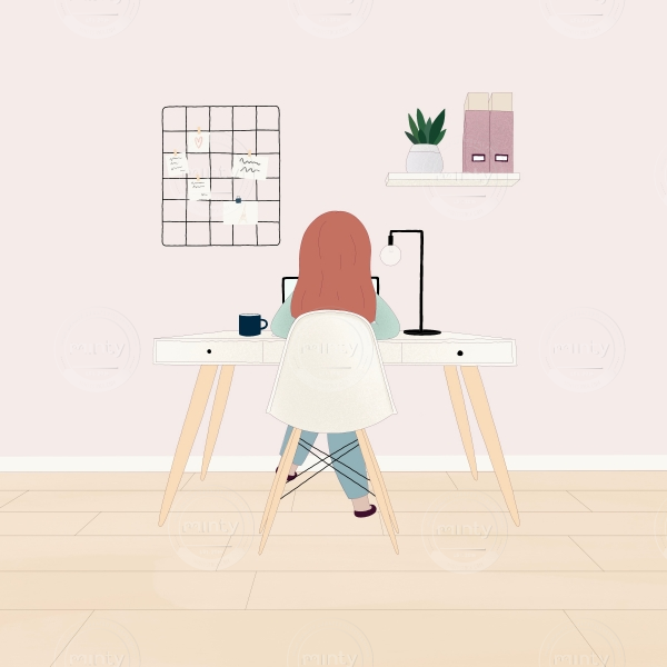 Girl working from home