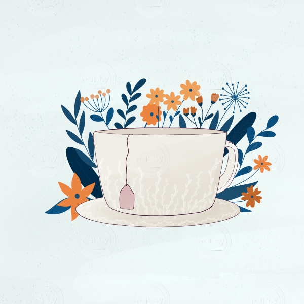 Tea cup and flowers