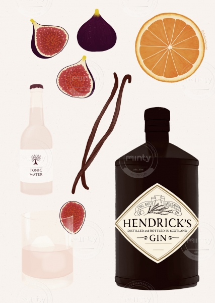 Gin cocktail illustration