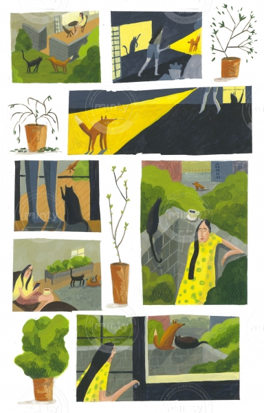 FoxAndCat_WordlessComic_TildaRoseIllus