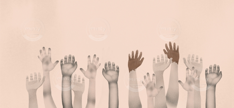 group of multi racial children's hands up 