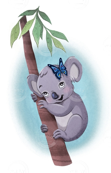 A koala and a butterfly