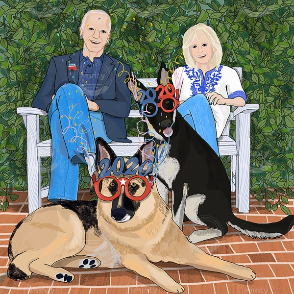 Joe Biden and his wife and dogs celebrate the election