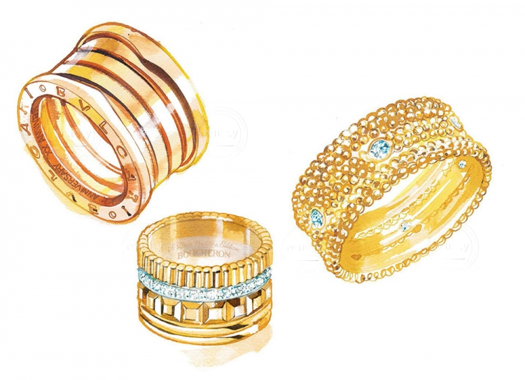 Golden Rings by Bulgari, Mauboussin and Boucheron