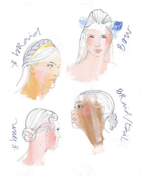 Illustration-of-four-different-Hairstyles-by-Veronica-DallAntonia