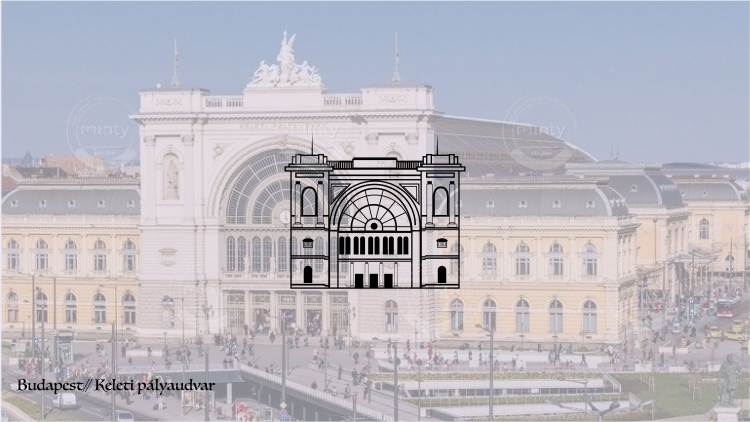 Budapest Keleti train station vector icon