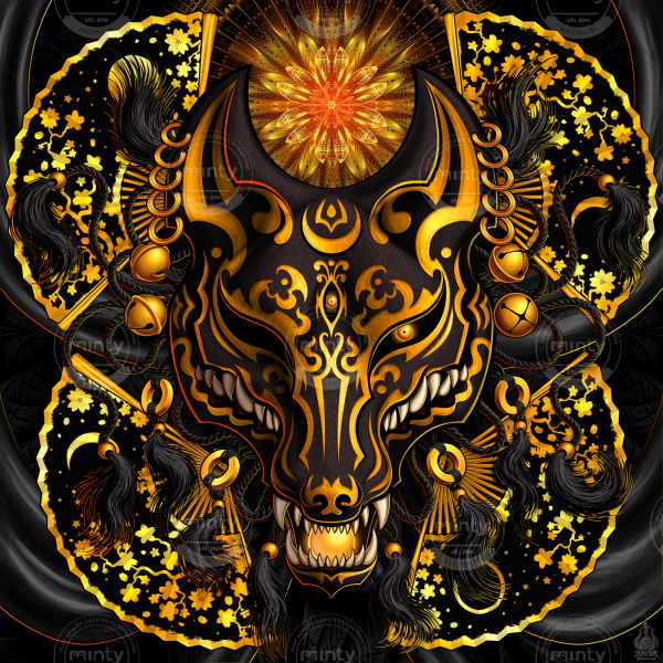 Gold and Black Kitsune or Japanese Fox