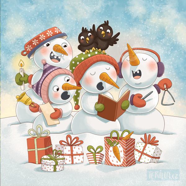 zima sněhuláci zpívají koledy