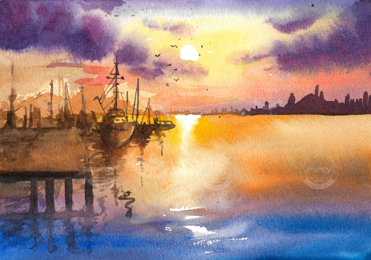 Watercolor Seascape Painting