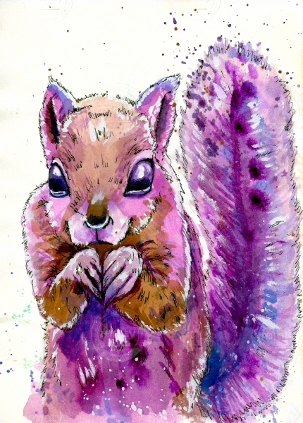 Watercolor Squirrel Painting